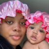 Bossladi Mommy And Me Reversible Bonnet Hot Pink And Light Pink Color - Image 3